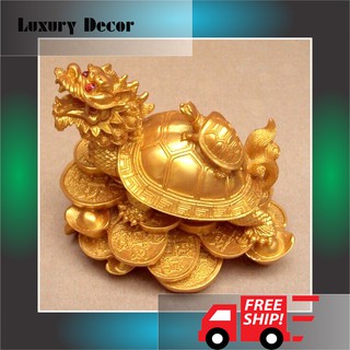 Tượng Long Quy Rùa Đầu Rồng  dài 12 cm  ED003 - Luxury Decor