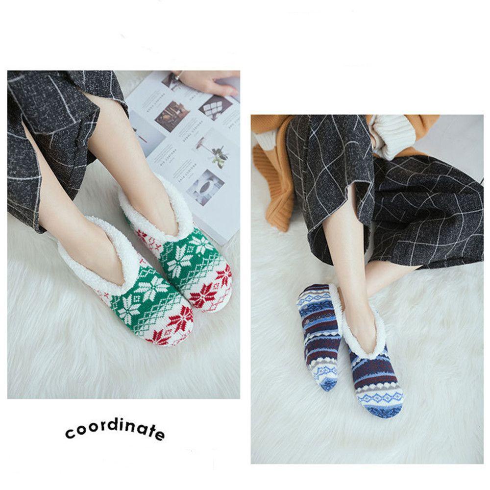 MAXG Bedroom Floor Socks Women Fashion Winter Warm Non-slip Elk Plush Breathable Christmas Floor Boat Socks