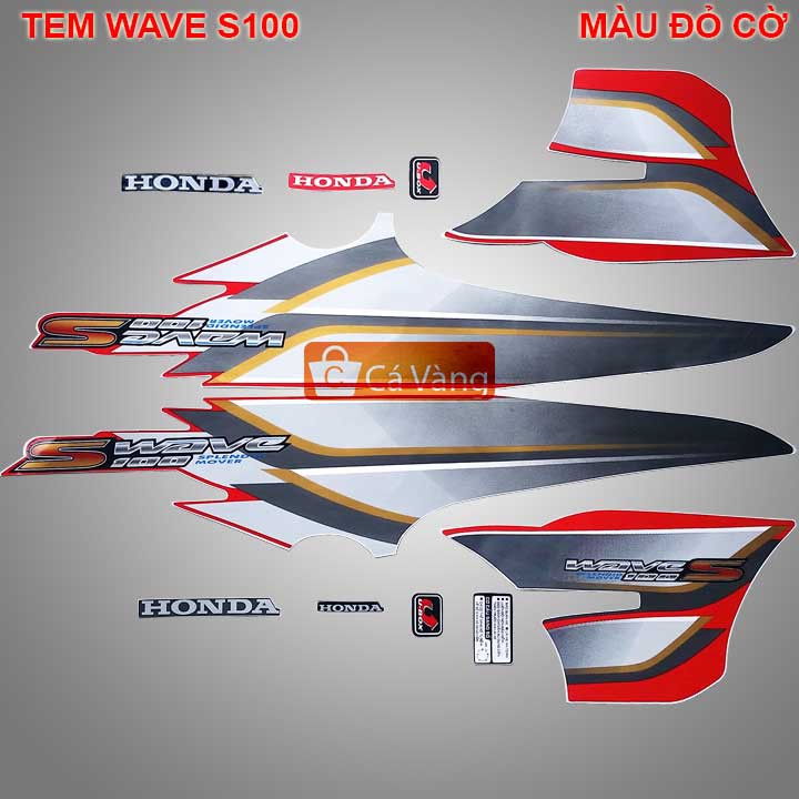 Tem xe máy Wave S100 LOẠI 3 lớp, TEM Như Zin - MÀU ĐỎ CỜ
