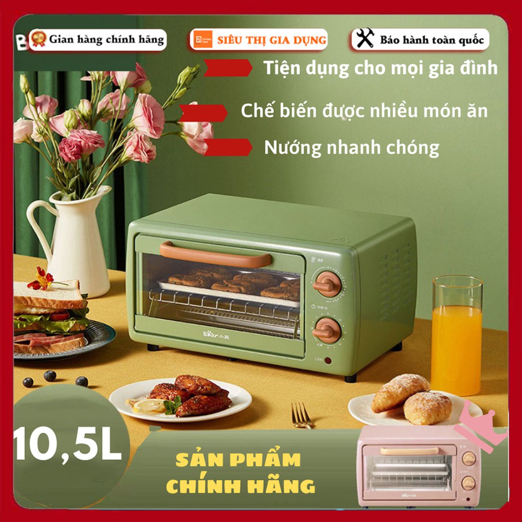 BH 1 NĂM - Lò Nướng Mini Điện Đa Năng BEAR 10.5L D11B1, Bếp nướng điện, Lò Nướng Mini Cho Gia Đình, Công Suất 700W