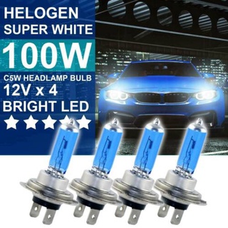 4 đèn pha siêu sáng h7 100w 6000k-xenon hid 12v cho xe hơi