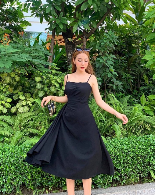 Đầm 2 dây nhún sườn siêu sang/ đầm dự tiệc | BigBuy360 - bigbuy360.vn