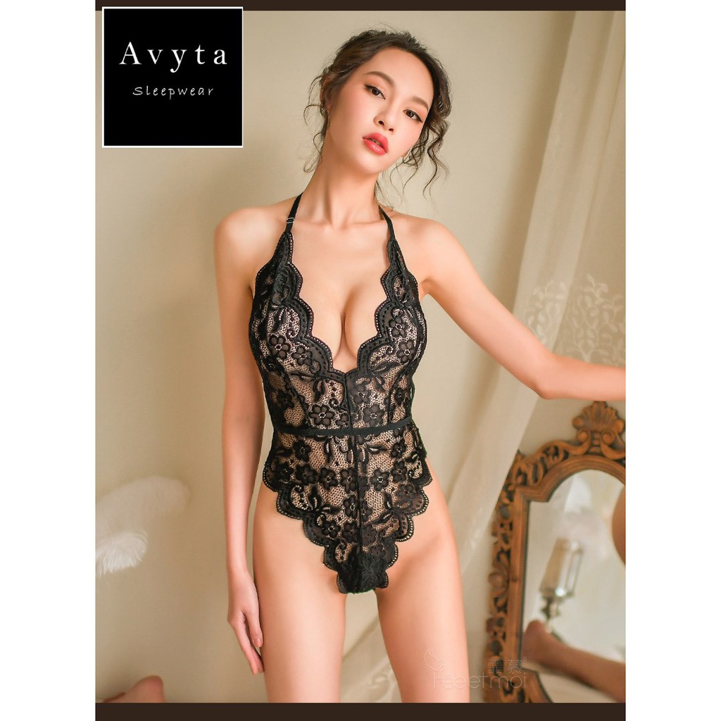 Bodysuit Jum 2 dây ren cao cấp sexy xuyên thấu màu đen, trắng