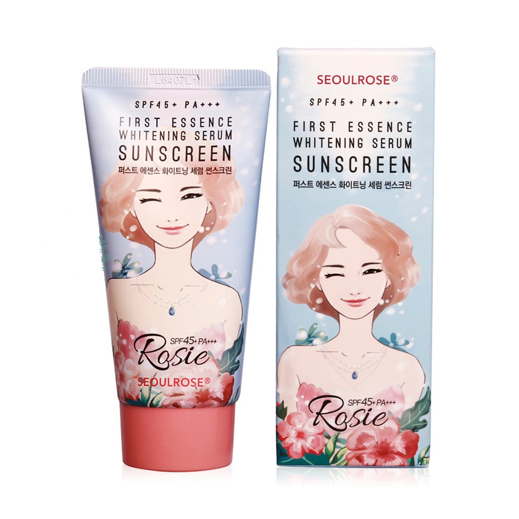 Kem Chống Nắng Seoul Rose Rosie First Essence Whitening Serum Sunscreen SPF45 PA+++ 45G