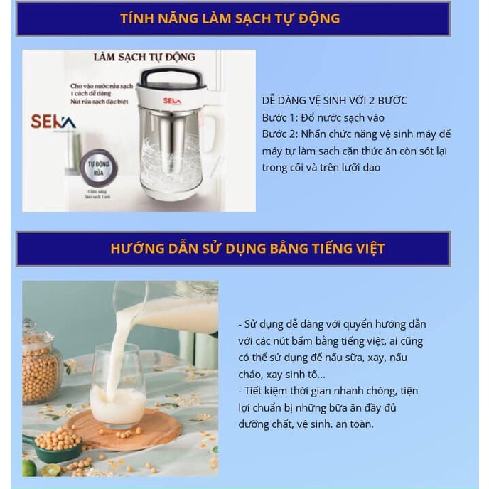 Máy làm sữa hạt Seka LN28 đa chức năng tiện dụng nấu cháo, xay sinh tố, xay bột khô