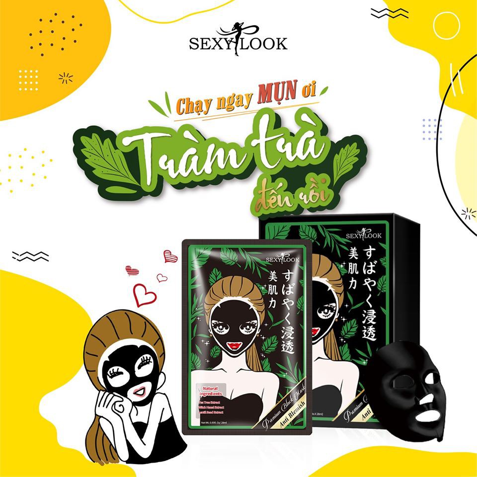 1 Miếng Mặt Nạ Đen Tràm Trà Sexylook Kiểm Soát Dầu&Mụn Tea Tree Anti Facial Mask