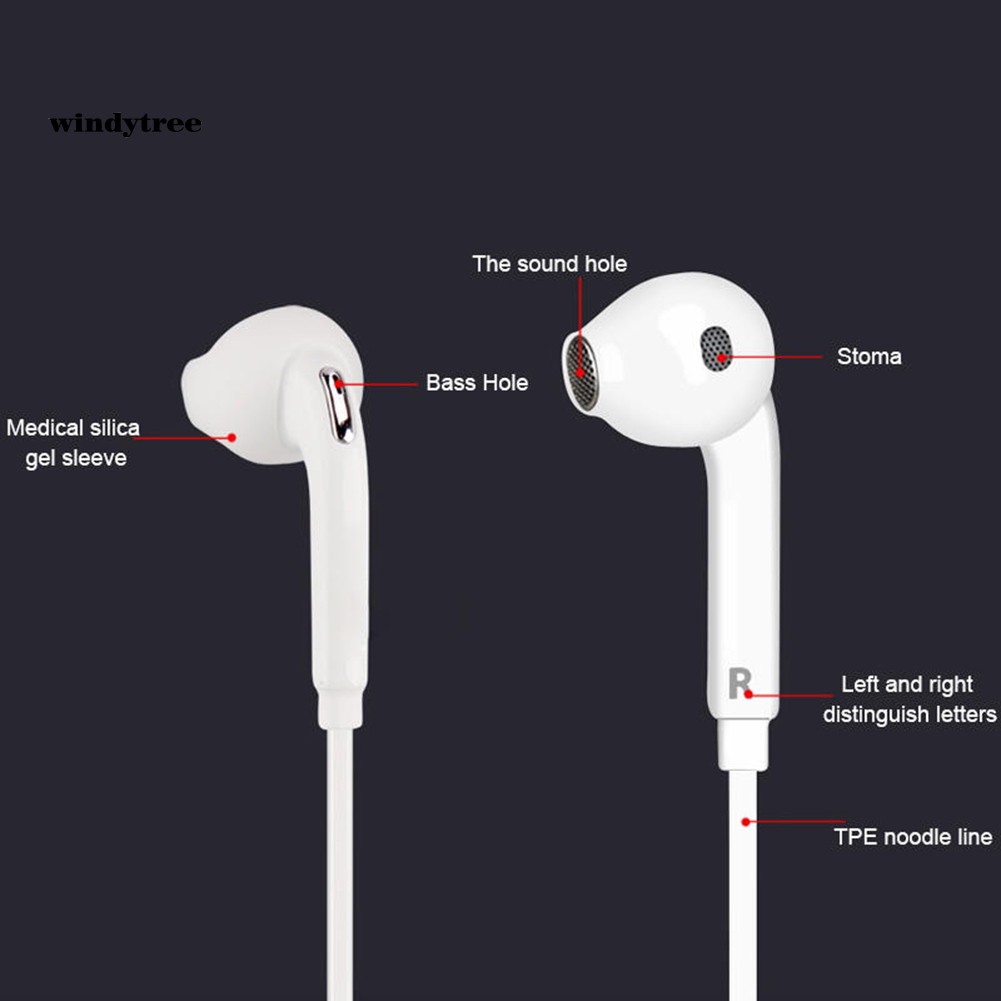 【WDTE】3.5mm Earphones Stereo Music Headphone with Mic Volume Control for Samsung S6