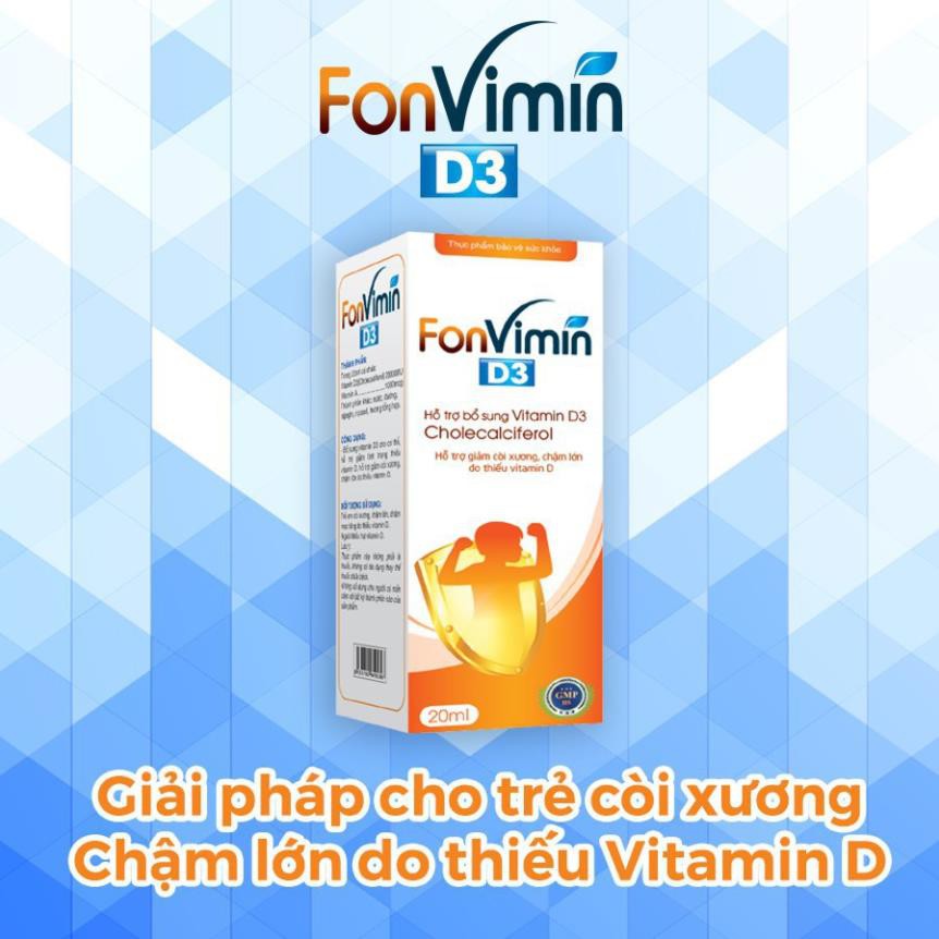 BỔ SUNG VITAMIN D3 CHO BÉ, DỄ HẤP THỤ GIẢM CÒI XƯƠNG - Fonvimin D3 - 20ml | BigBuy360 - bigbuy360.vn