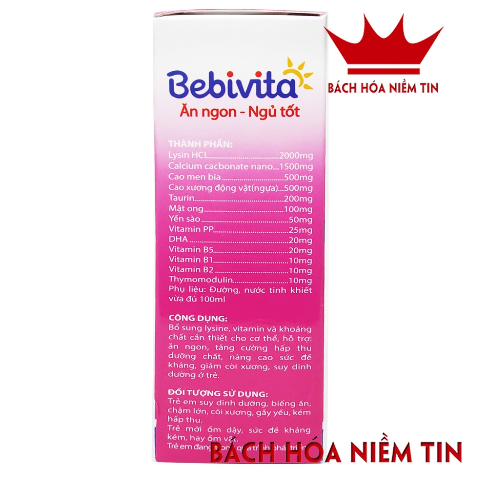 Siro giúp bé ăn ngon Bebivita - Bổ sung Vitamin, Enzyme, khoáng chất- Giúp bé ăn ngon, ngủ tốt, giảm rối loạn tiêu hóa,
