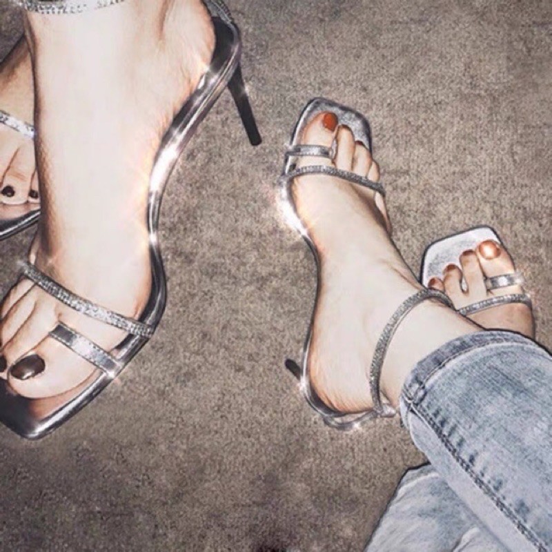 ORDER❤Zara sandal cổ cao màu bạc * ảnh thật