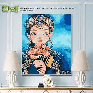 Tranh treo tường tự tô màu số hóa DALI Cô gái dân tộc N056