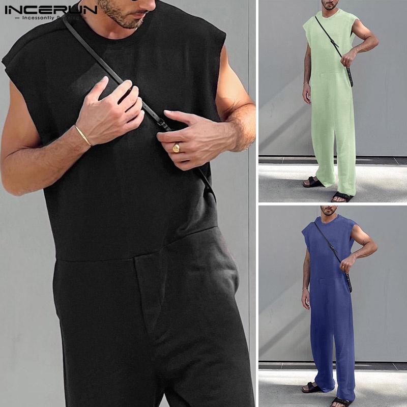 INCERUN Quần Yếm Sát Nách Dáng Ôm Thời Trang Cao Cấp Cho Nam