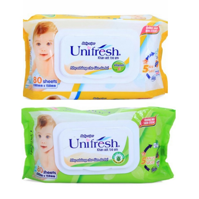 (MẪU MỚI) Khăn giấy ướt Unifresh 80 tờ không mùi