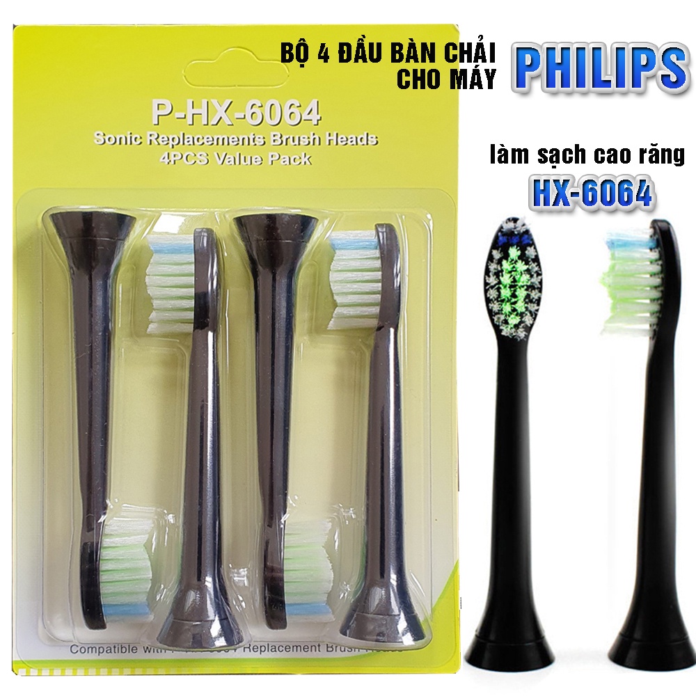 Cho máy Philips Sonicare Bộ 4 đầu bàn chải điện Philip C1,C2,G2,W,C3,G3,W3,S, Kid Minh House