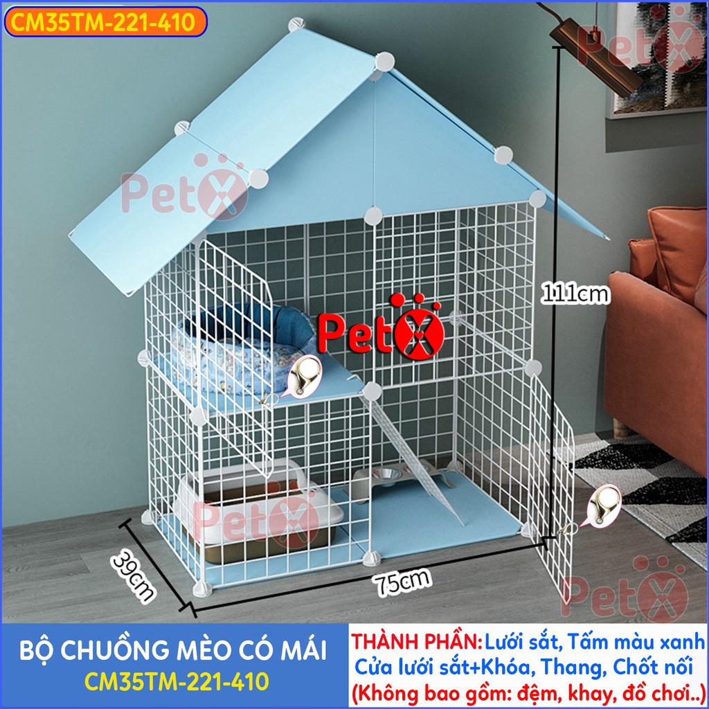 Chuồng mèo 2 tầng, 3 tầng giá rẻ đẹp PetX lắp ghép đa năng đơn giản với lưới sắt sơn tĩnh điện dành cho thỏ, sóc, bọ ú