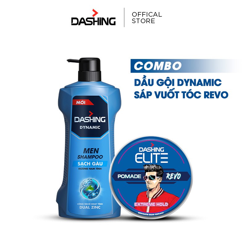 Combo Dầu gội nam Dashing Dynamic 650g và Sáp vuốt tóc Dashing Revo 75g