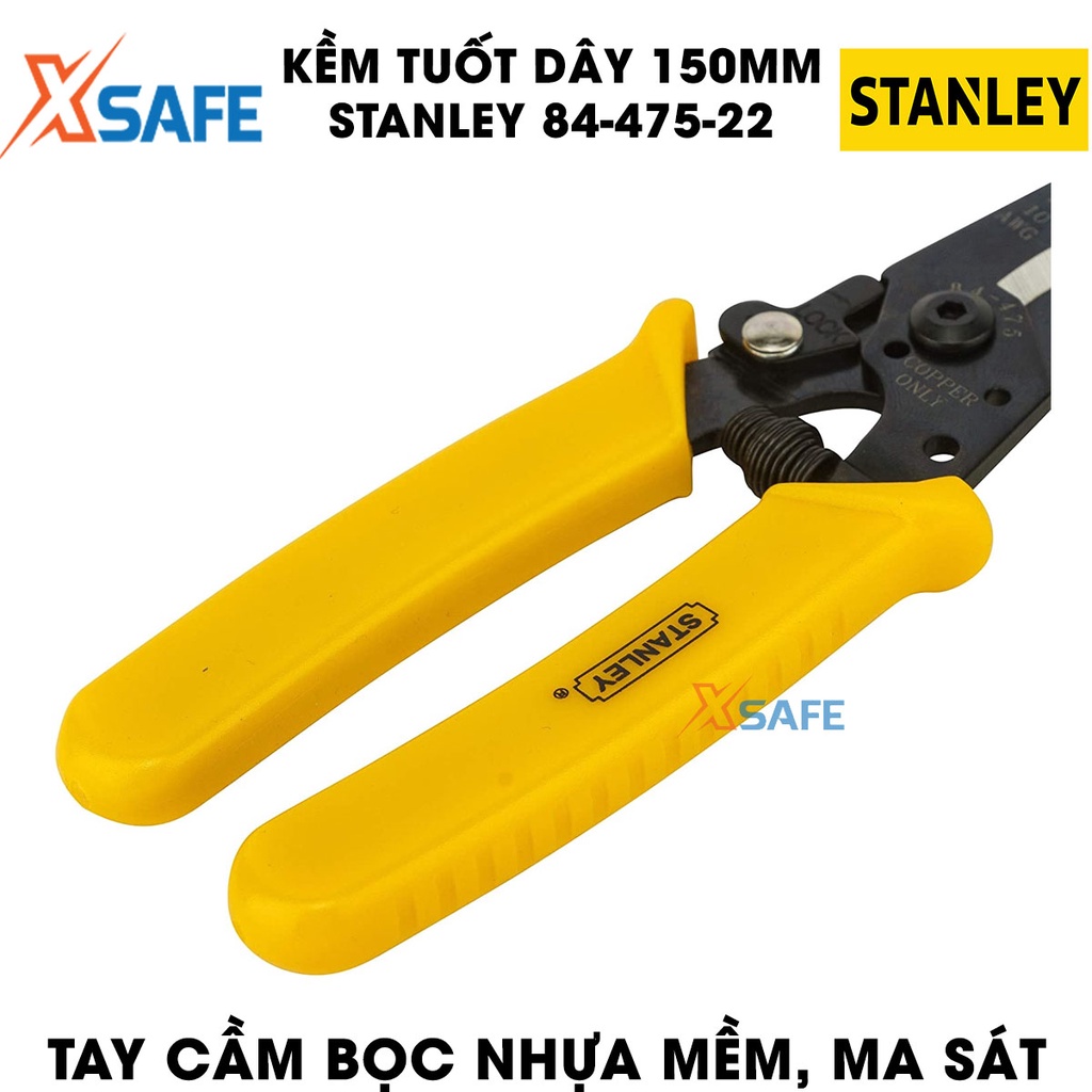 Kềm tuốt dây STANLEY 84-475-22 150mm Kìm tuốt điện Stanley có lò xo trợ lực, chống gỉ, chống ăn mòn, tay cầm bọc nhựa