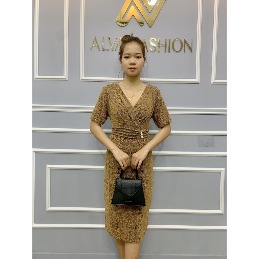 Đầm trung niên free size từ 40-70kg cho tuổi 40 50 60 chất liệu dệt kim cao cấp thiết kế sang trọng quý phái của ALVA | BigBuy360 - bigbuy360.vn