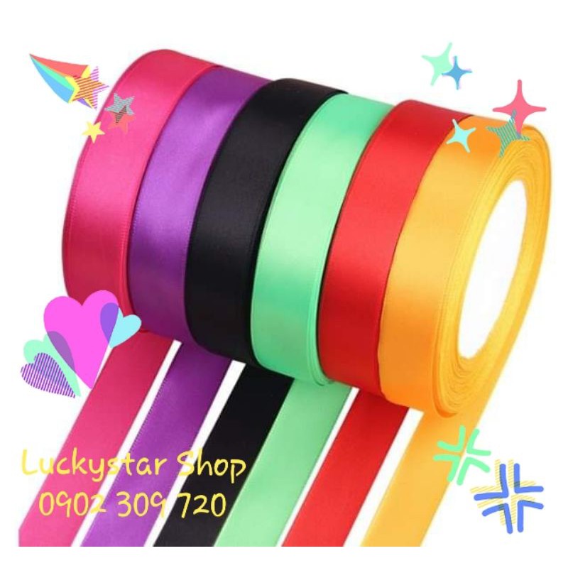 Dây Ruy Băng Lụa Satin mềm mại, cuộn dài 20 mét, rộng 1 cm / 2 cm, màu trơn, nhiều màu để lựa chọn.