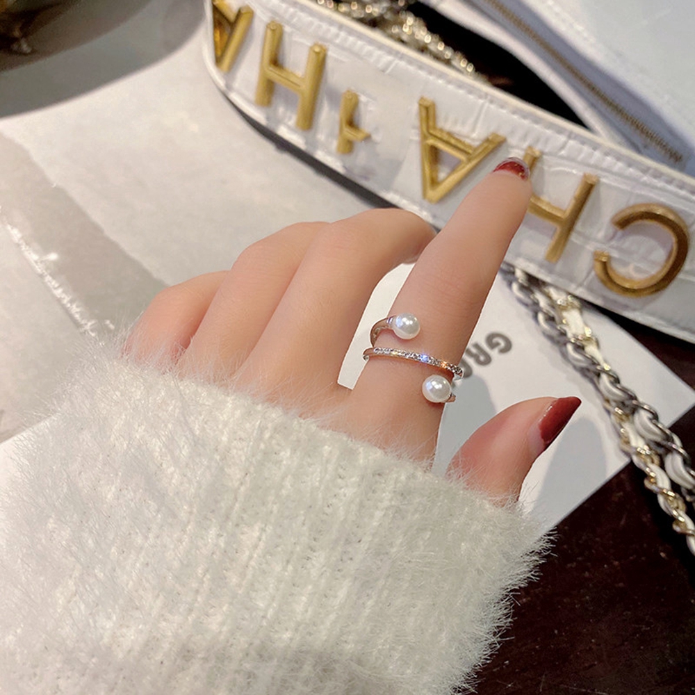 Nhẫn Mở Đính Ngọc Trai Giả Đơn Giản Dễ Thương Cho Nữ