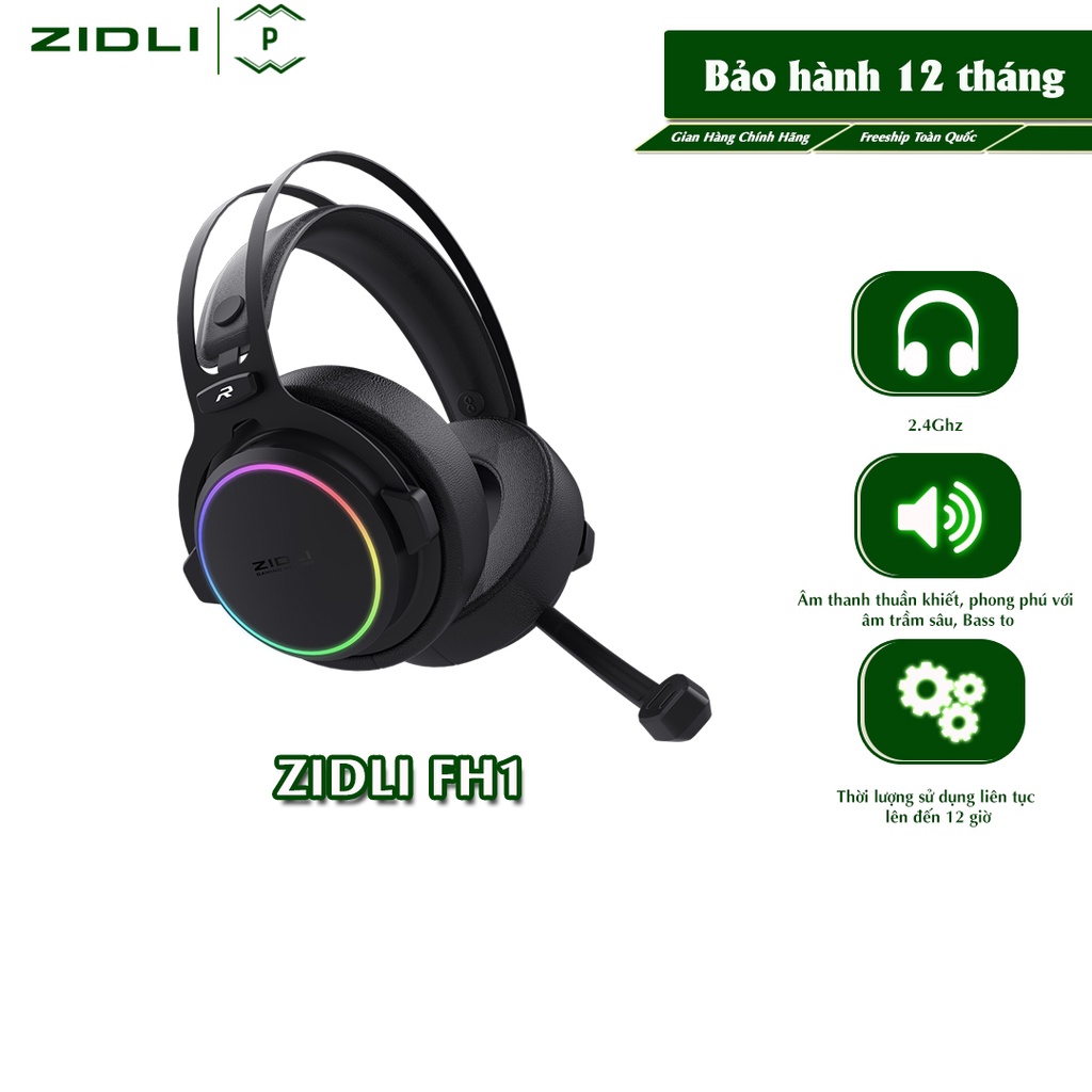Tai nghe trùm đầu không dây ZIDLI FH1 2.4Ghz RGB- Hàng chính hãng