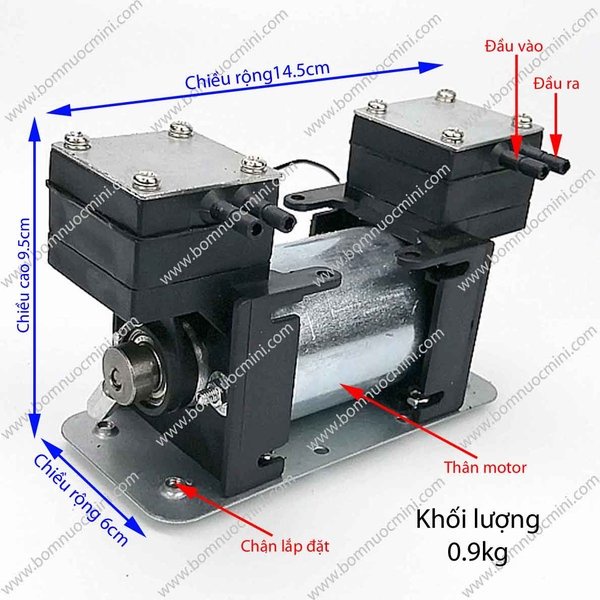 Máy Bơm Chân Không Đôi 12VDC, 220VDC Màu Đen Đứng