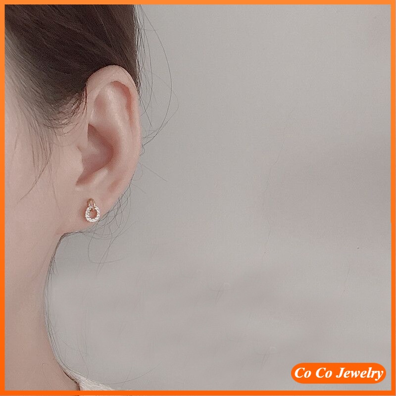 Khuyên Tai Hình Tròn Màu Vàng Kim Đơn Giản Phong Cách Hàn Quốc Thời Trang Mùa Hè Cho Nữ