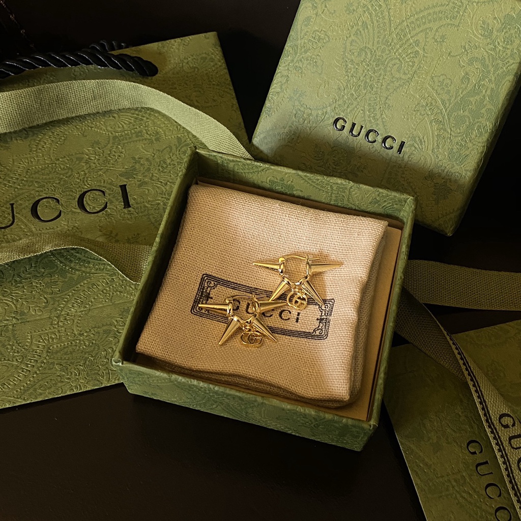 Bông Tai Gucci Bằng Thép Titan Hình Logo GG Đôi Thời Trang Cho Nữ