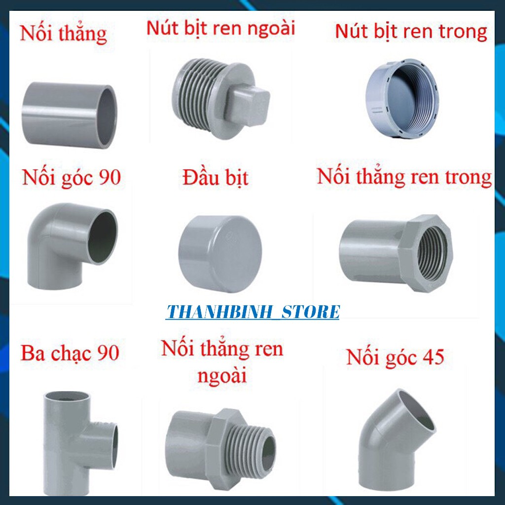 CÚT GÓC, BA CHẠC/ TÊ, CHẾCH, NỐI THẲNG/ MĂNG SÔNG- ỐNG NHỰA PHI 48 TIỀN PHONG