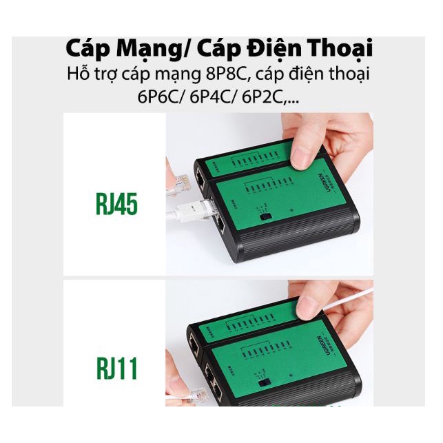 Bộ Test cáp mạng Ugreen 10950 (thích hợp cho cáp mạng RJ45,RJ11/12)