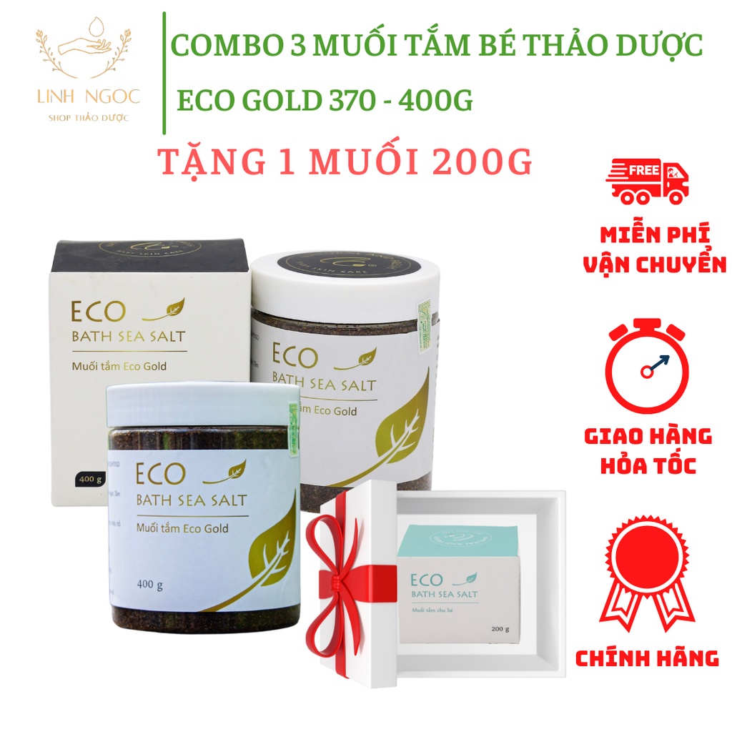 COMBO 3 MUỐI TẮM BÉ THẢO DƯỢC ECO GOLD 400G Tặng 1 Muối Eco 200g.