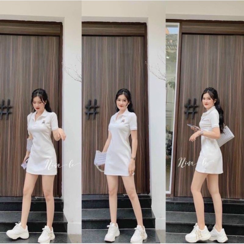 Đầm thêu gấu dáng chữ A chất vải thun tici dày dặn hàng y hình kèm ảnh thật shop chụp ( free size từ 40-53kg)