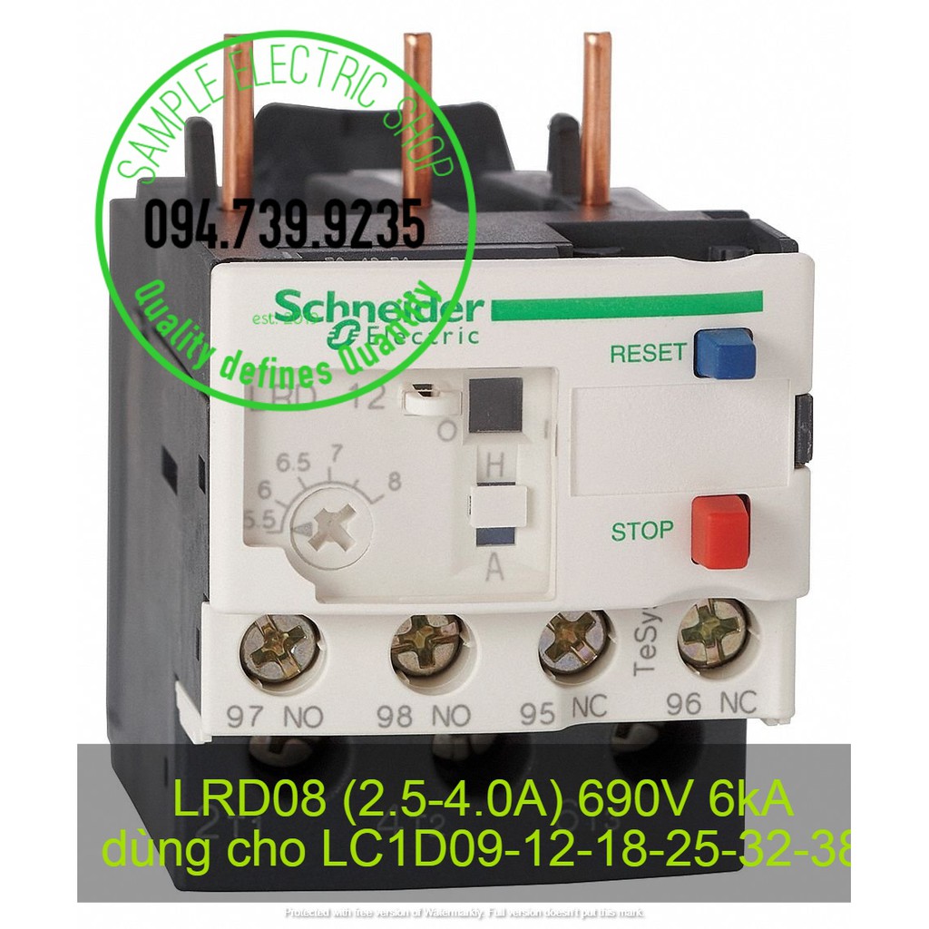 LRD08 - Relay nhiệt Schneider LRD08 (2.5-4A) -  Rơ le Nhiệt 2.5-4A