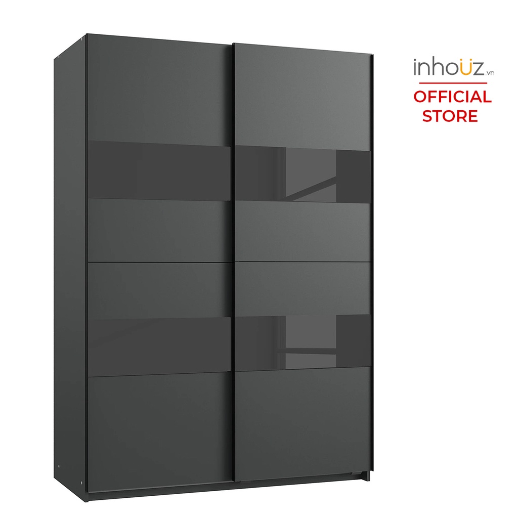 Tủ quần áo cửa trượt bằng kính đen hiện đại - Sliding door wardrobe - INHOUZ - HOTQ0008