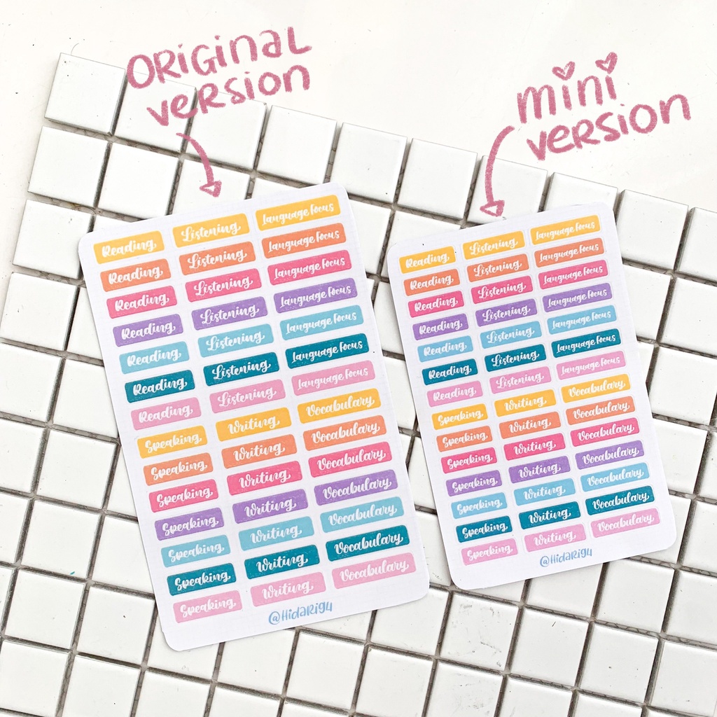 Mini - Sticker Đề Mục Anh Văn - Sticker Ham Học / Hidari