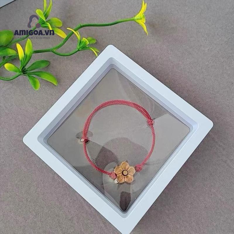 ✨✨Vòng Đeo Tay May Mắn Dây Bện Mặt Gỗ Đào Chạm Khắc Hoa Mận Xinh Xắn