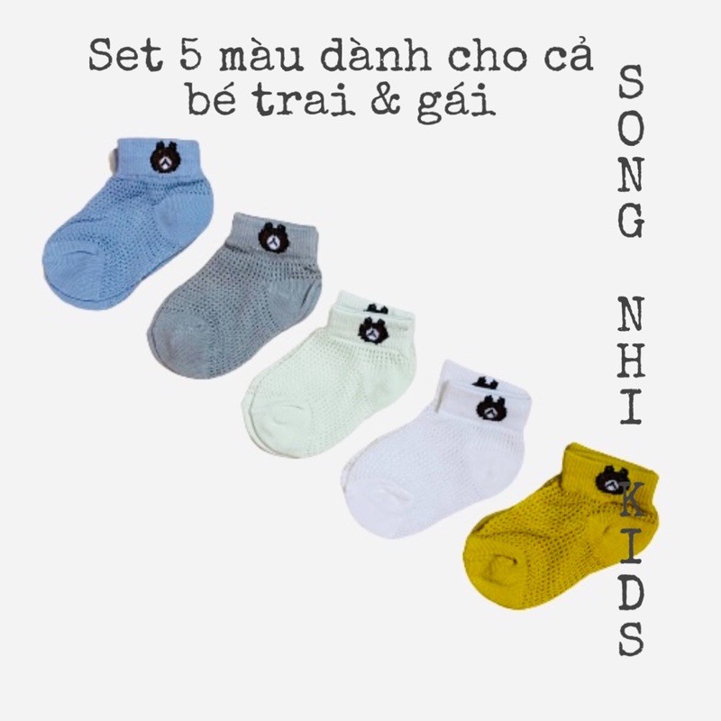 SET 5 TẤT LƯỚI SƠ SINH HÌNH GẤU CHO BÉ 3 - 18 THÁNG