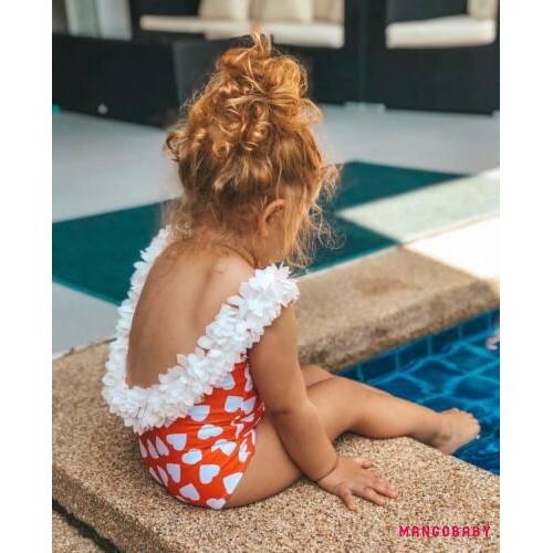 ♬MG♪-Baby Girl Heart Prints One-piece Sleeveless Swimming Suit  0-5Y