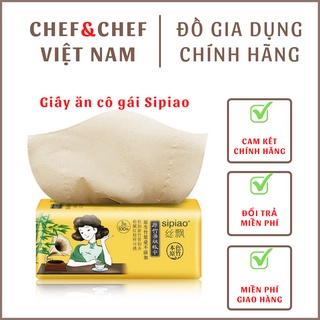 Giấy ăn gấu trúc Sipiao thùng 30 gói hình cô gái có độ dai tự nhiên, thấm nước không rách