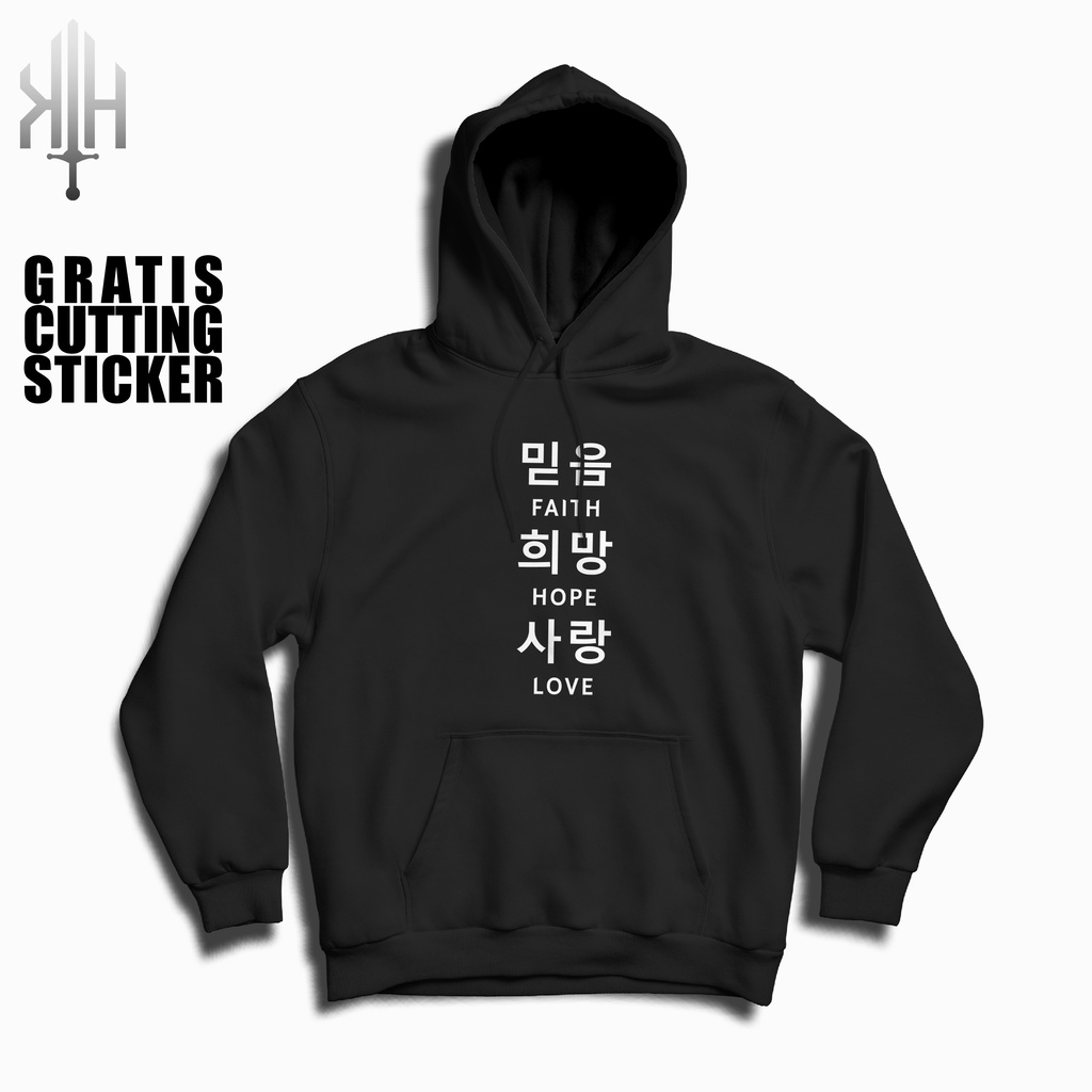 Áo Hoodie Da Pu In Chữ Faith Hope Love-Hoodie XXL-Sweaters Hàn Quốc Cho Nam Và Nữ