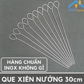 Bộ 10 Que xiên nướng thịt Inox không gỉ dài 30cm dùng cho bếp nướng