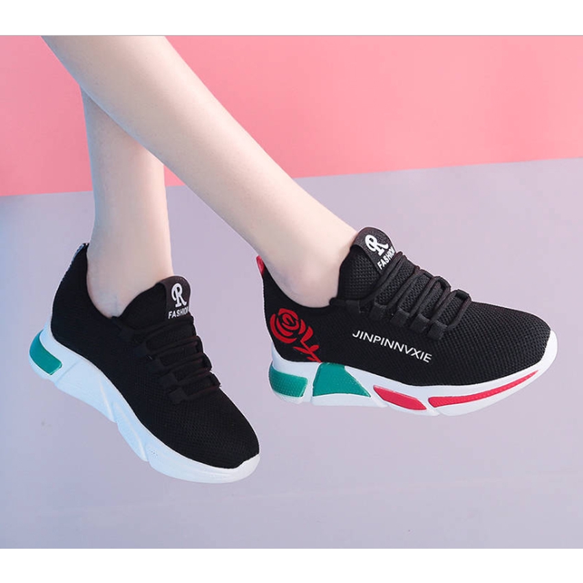 Giày Sneaker nữ hoa hồng BH 19