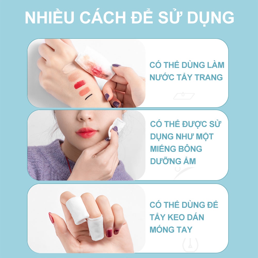 Tẩy trang O.TWO.O 100% chất liệu cotton bông 50 miếng