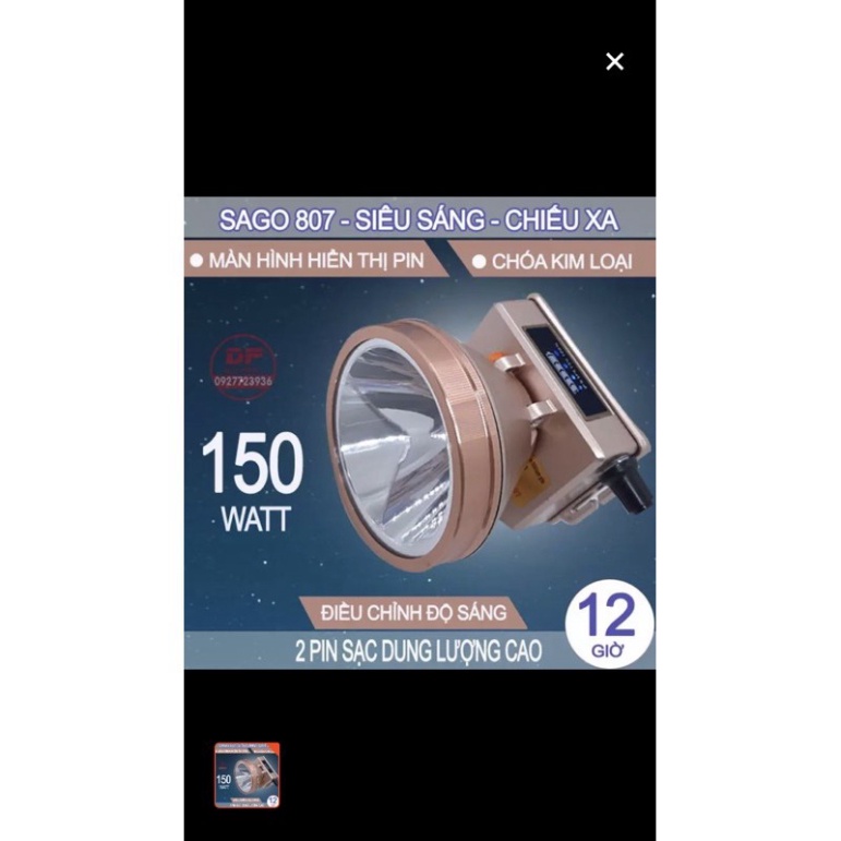 ĐÈN PIN ĐỘI ĐẦU SAGO 807 CÔNG TẮC VOLUM,CHIẾU XA DUNG LƯỢNG PIN CAO