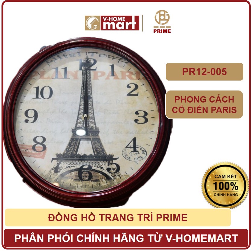 Đồng hồ treo tường Prime mã PR12-005 đồng hồ kim, phong cách cổ điển Paris - Phân phối chính hãng bởi Vhomemart