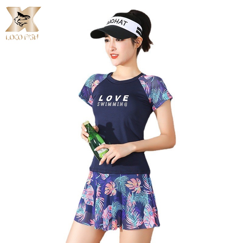 Set đồ bơi LOCO FISH hai mảnh tay ngắn ôm dáng thời trang xinh xắn dành cho học sinh nữ