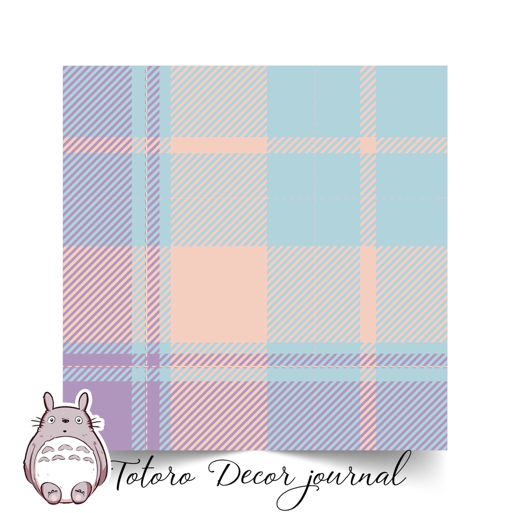 Sét 14 tờ gói hàng gói quà bọc vở họa tiết caro xanh tím