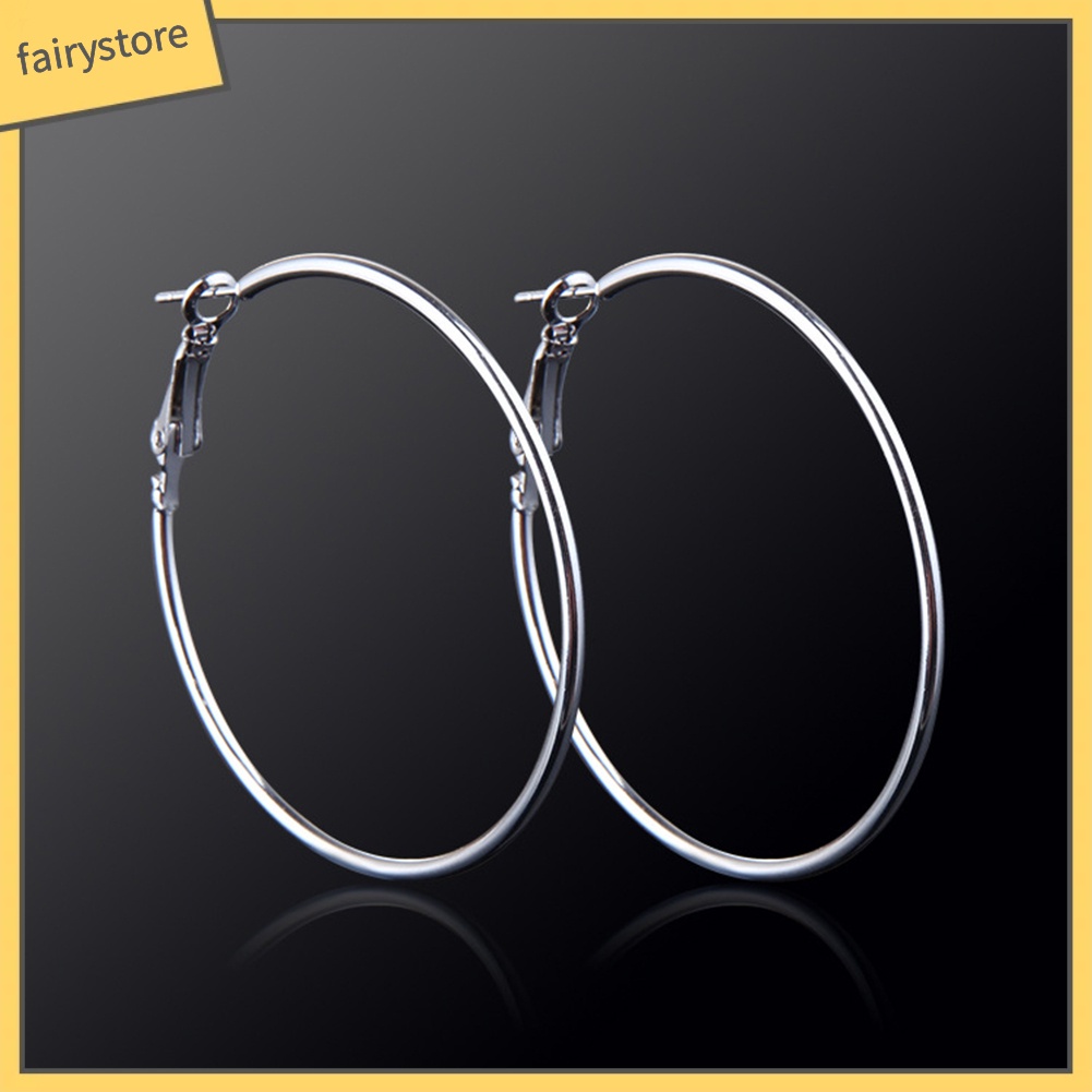 Đôi khuyên tai hợp kim dáng tròn lớn thời trang dành cho nữ