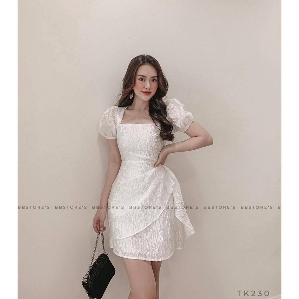 [Mã FATHANG5 giảm 10K đơn 50K] [BBSTORE'S] Đầm Gấm Hoa Tay Phồng - TK230 | BigBuy360 - bigbuy360.vn