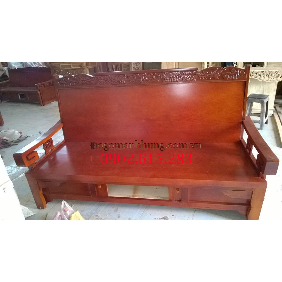 Ghế trường kỷ - đi văng - sofa giường gỗ xoan đào mẫu 19